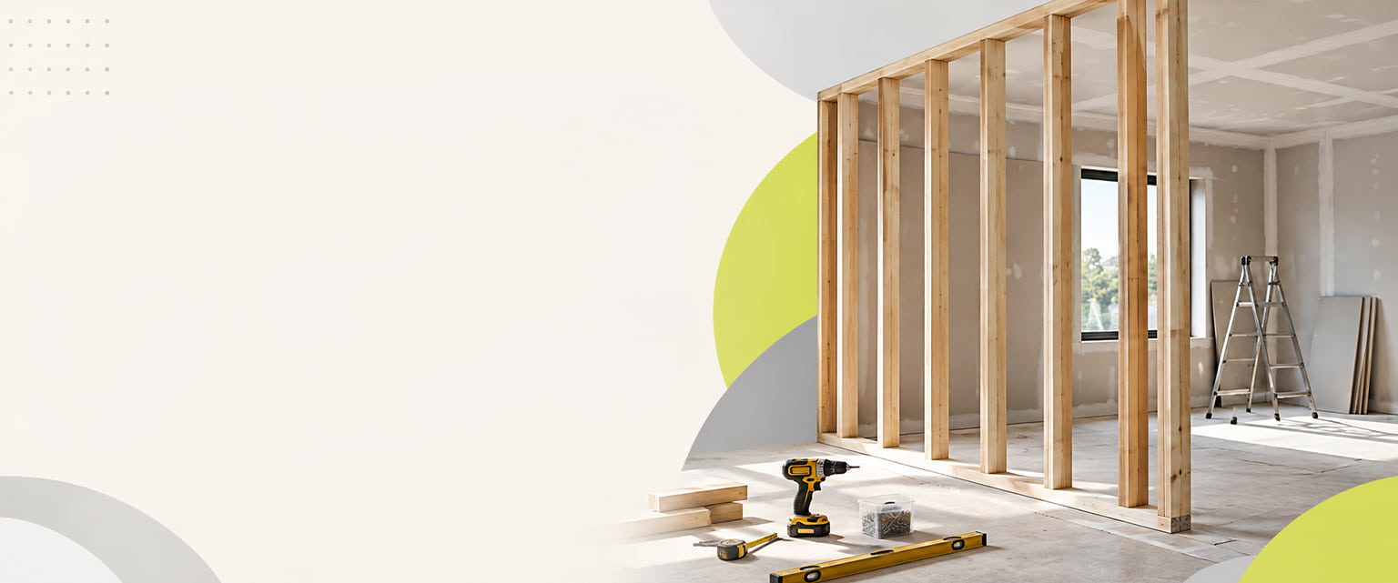 Banner image with wall studs on the image