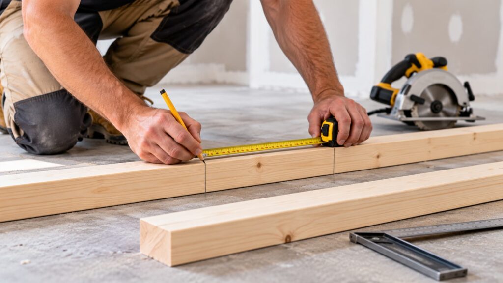 Third step of building stud wall : Cut and Mark the Plates