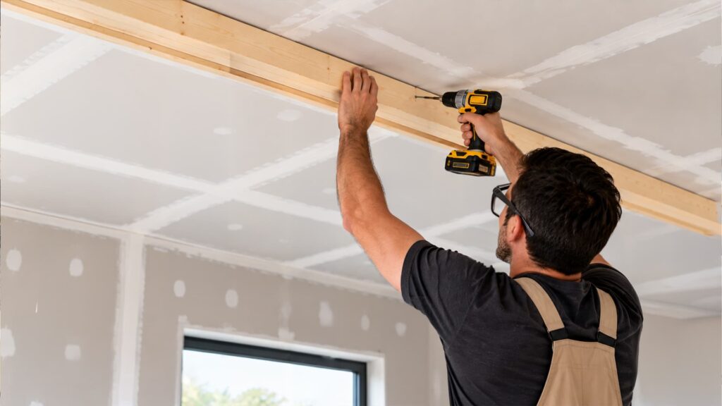 Fifth step of building wall studs : Fix the Top Plates